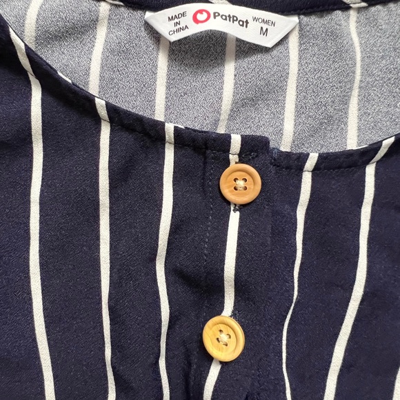 PatPat women’s navy & white striped flutter sleeve maxi dress, S - Picture 3 of 4